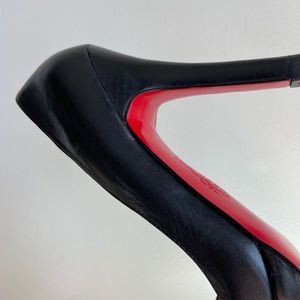 Oh Deer! ‘Audrey’ Red Lacquer Soled Peep Toe Pumps